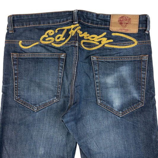 Vintage Ed Hardy Embroidered Denim Jeans Size W33