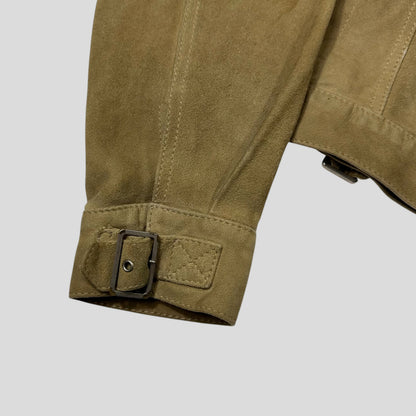 Gucci by Tom Ford 00’s Suede Leather Belted Boxy Trucker Jacket - IT52 | Default Title, Multicoloured
