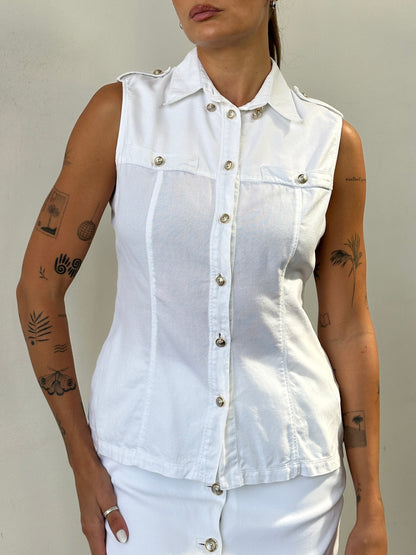 Gianni Versace Versus 1990s Bespoke Button Two Piece Skirt Set - M/W26