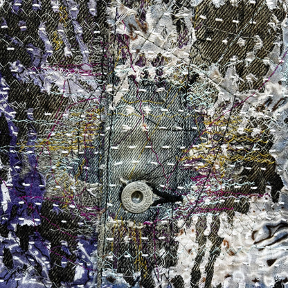 Boro Patchwork Sashiko Distressed Denim Trucker Jacket - M