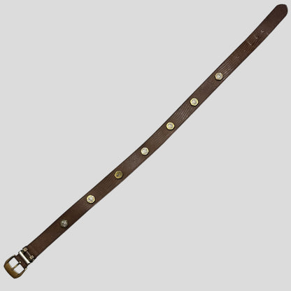 Gianni Versace 1994 Lizard Leather Medusa Bolt Stud Belt | O/S, Brown
