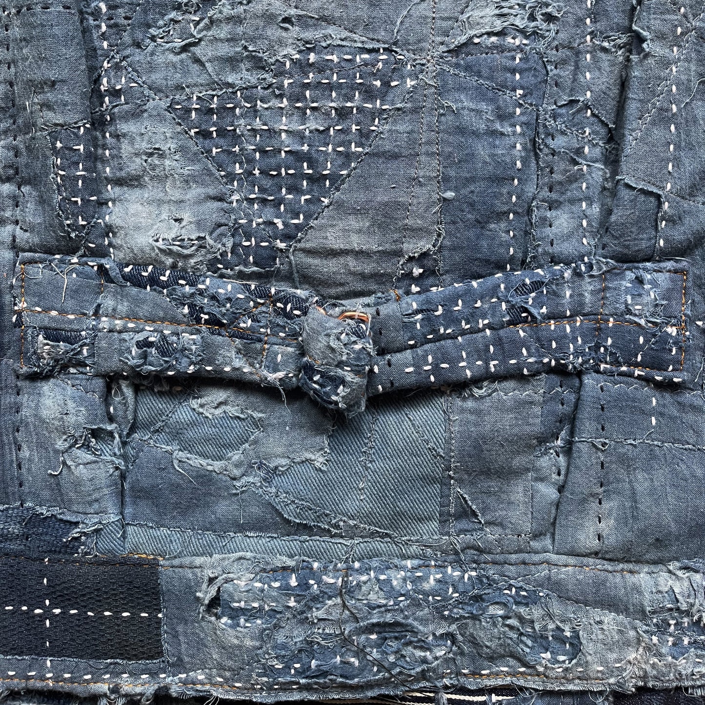 Indigo Boro Sashiko Distressed Denim Trucker Jacket - L