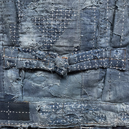 Indigo Boro Sashiko Distressed Denim Trucker Jacket - L