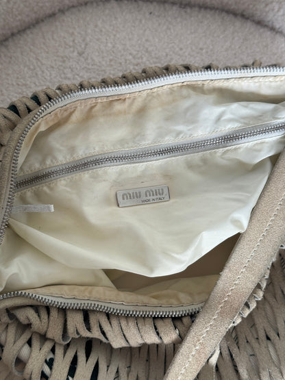 90s Miu Miu Suede Lattice Hobo Bag | O/S, Multicoloured
