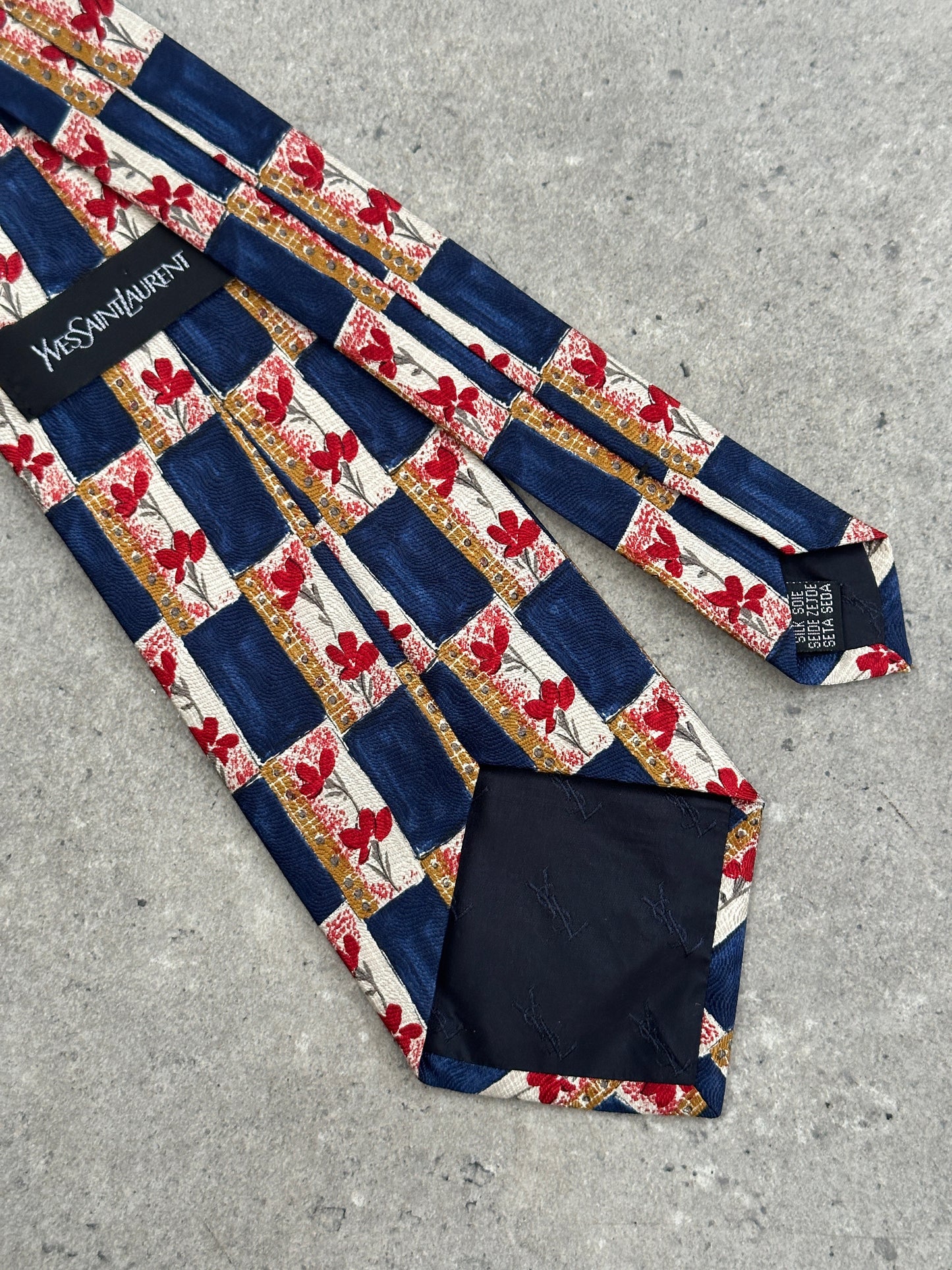 Yves Saint Laurent 1990s Pure Silk Logo Tie