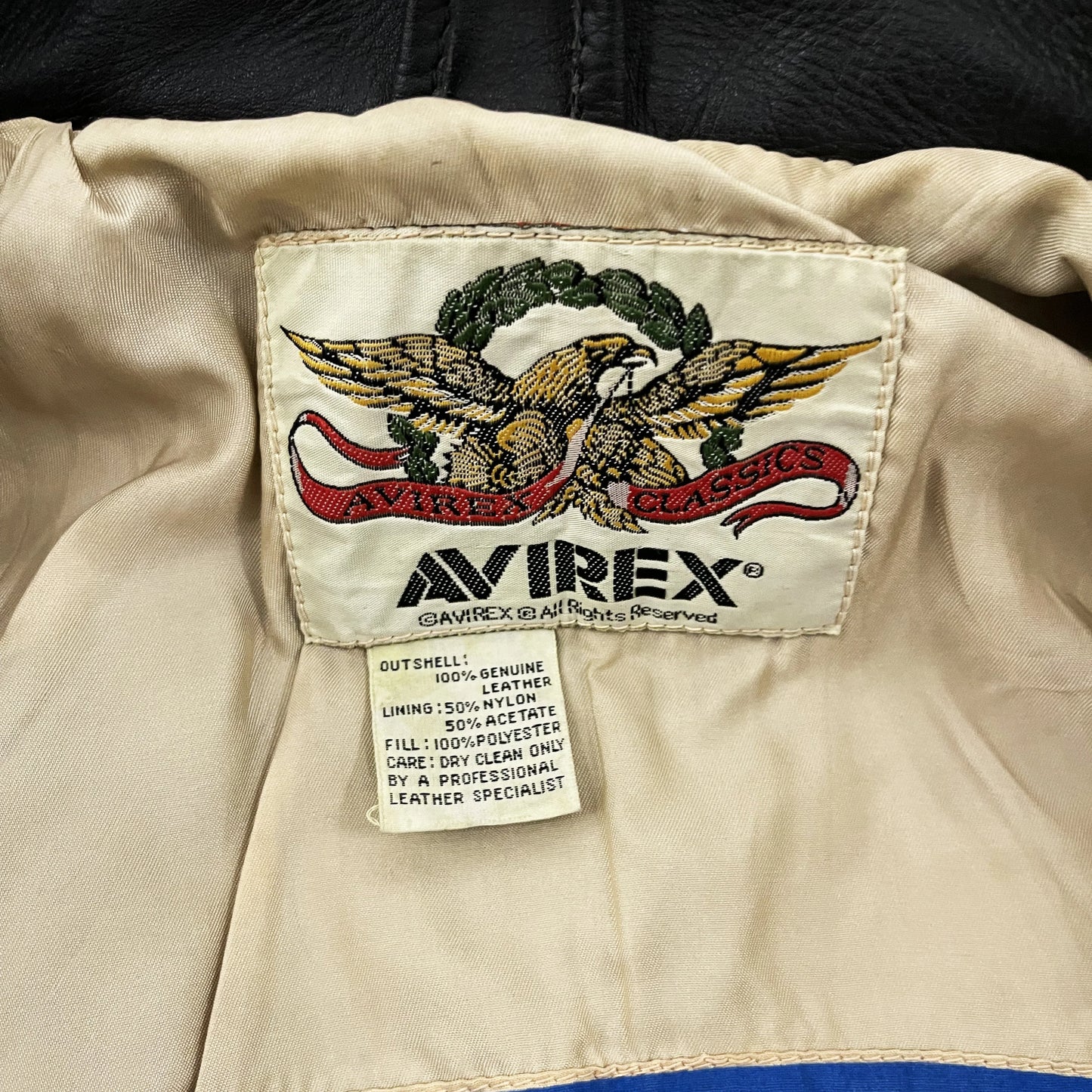 Avirex Cold War Leather Biker Motorcycle Jacket - S