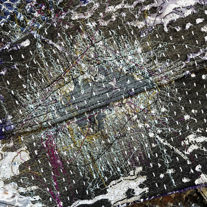 Boro Patchwork Sashiko Distressed Denim Trucker Jacket - M