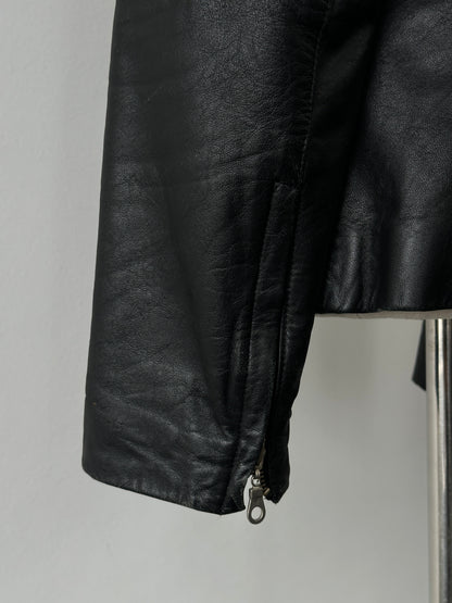 Vintage 1990s Asymmetric Fitted Leather Jacket - M
