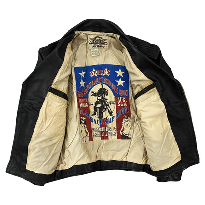 Avirex Cold War Leather Biker Motorcycle Jacket - S
