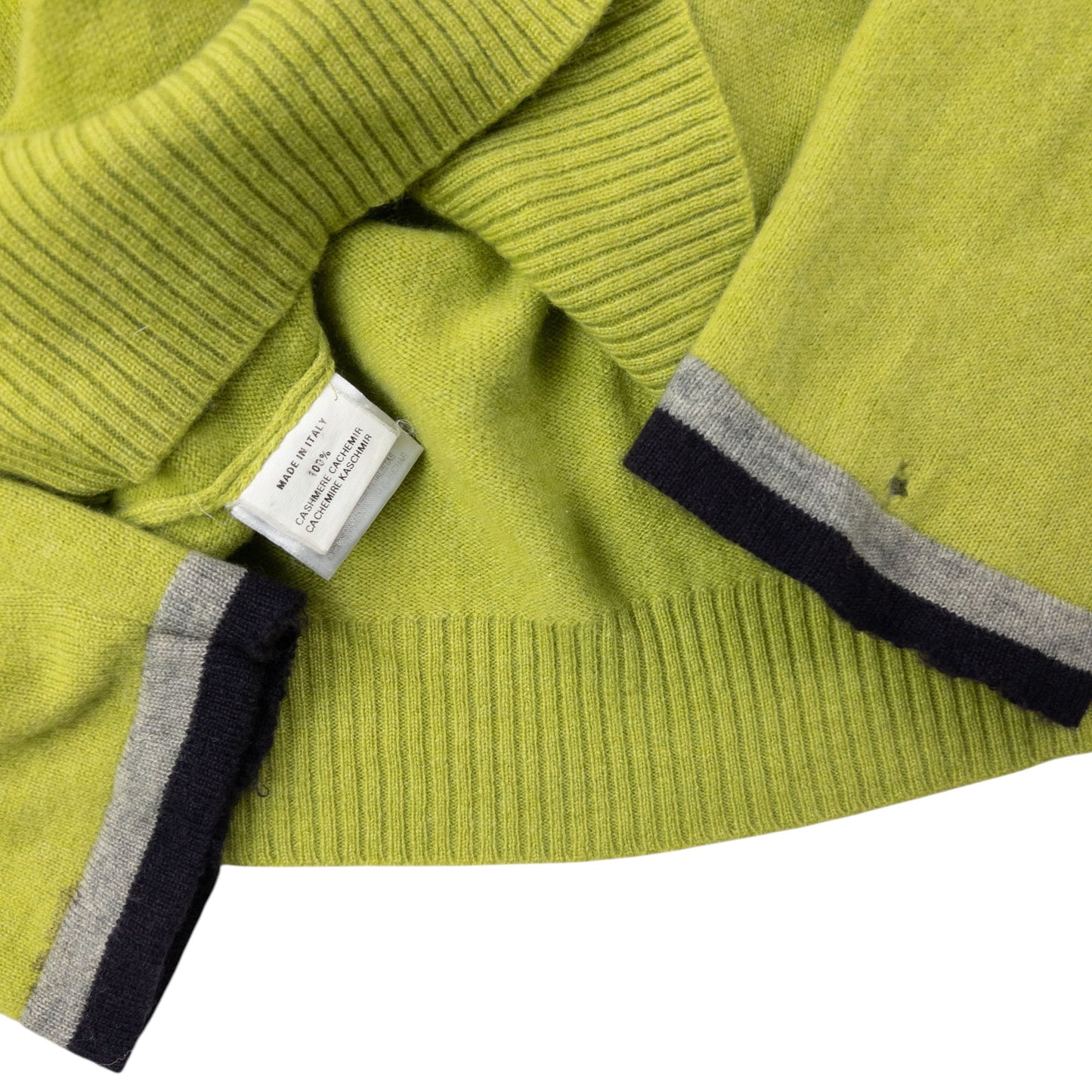 Vintage 90s Hermès Q Zip Cashmere Jumper Size XL | Medium, Green