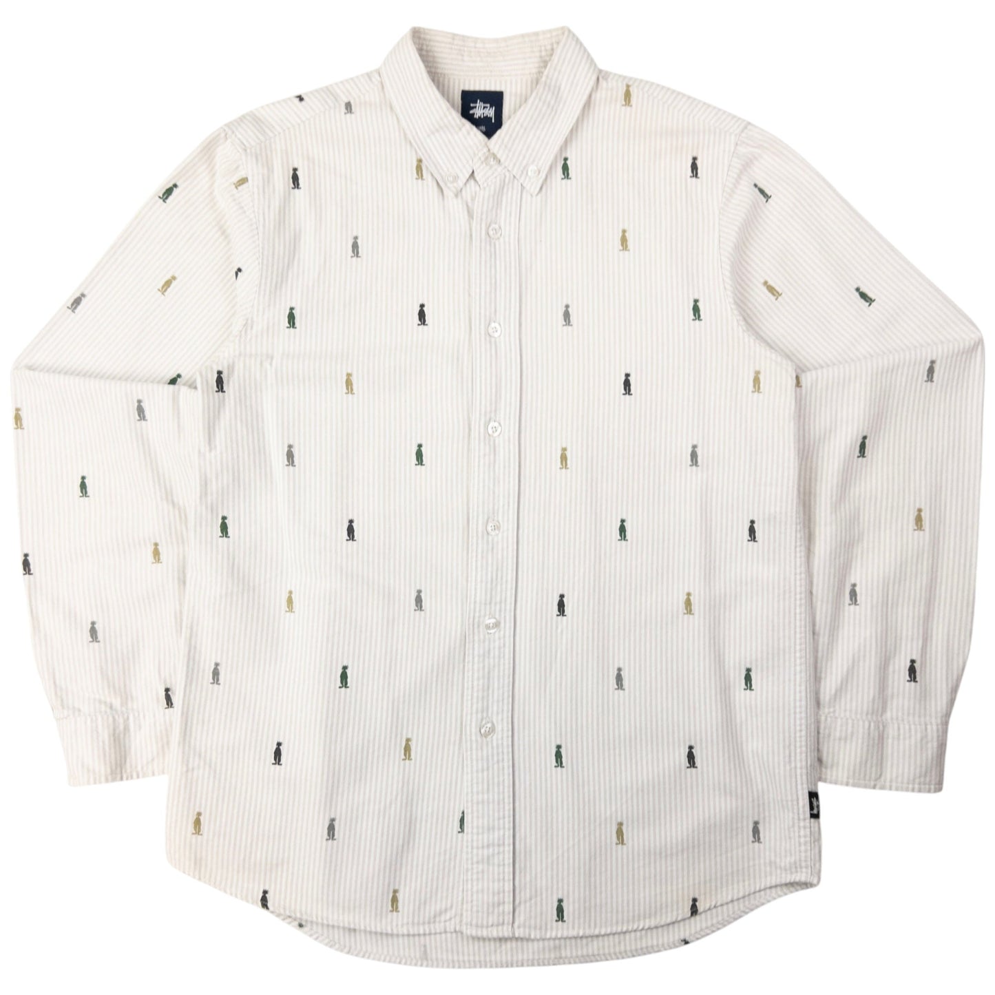 Vintage Stussy Monogram Long Sleeve Button Up Shirt Size S