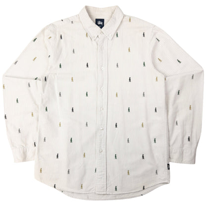 Vintage Stussy Monogram Long Sleeve Button Up Shirt Size S