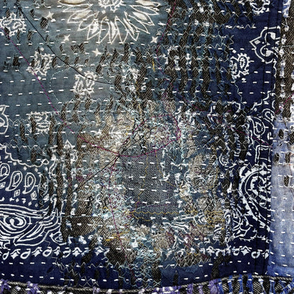 Boro Patchwork Sashiko Distressed Denim Trucker Jacket - M