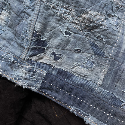 Indigo Boro Sashiko Distressed Denim Trucker Jacket - L