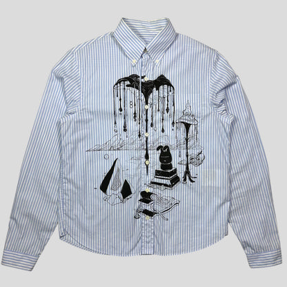 Prada SS18 James Jean Comic Print Striped Shirt - S/M | Small, Blue