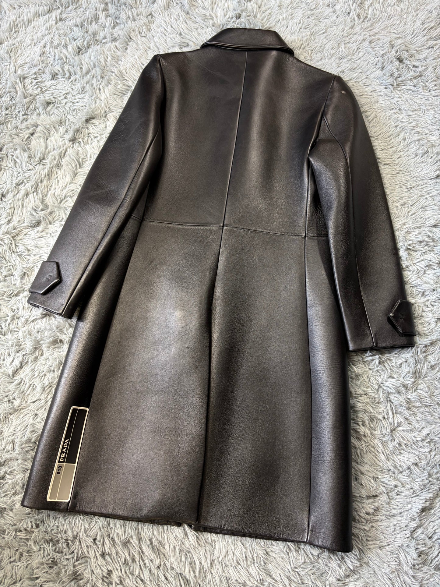Prada 2018 Race Logo Leather Belted Trench Coat - IT40 | O/S, Black