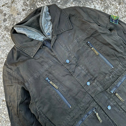 A/W1995 Charcoal Raso Gommato Dual Layer Multi Pocket Jacket