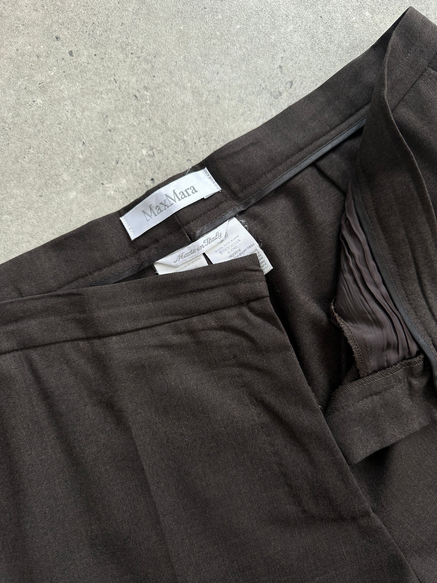 Max Mara Virgin Wool Straight Leg Mid Waist Trousers - W32