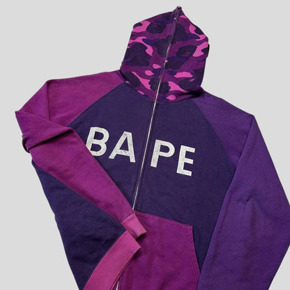 Bape OG 2004 Purple Camo Spellout Full Zip Hoodie - L/XL