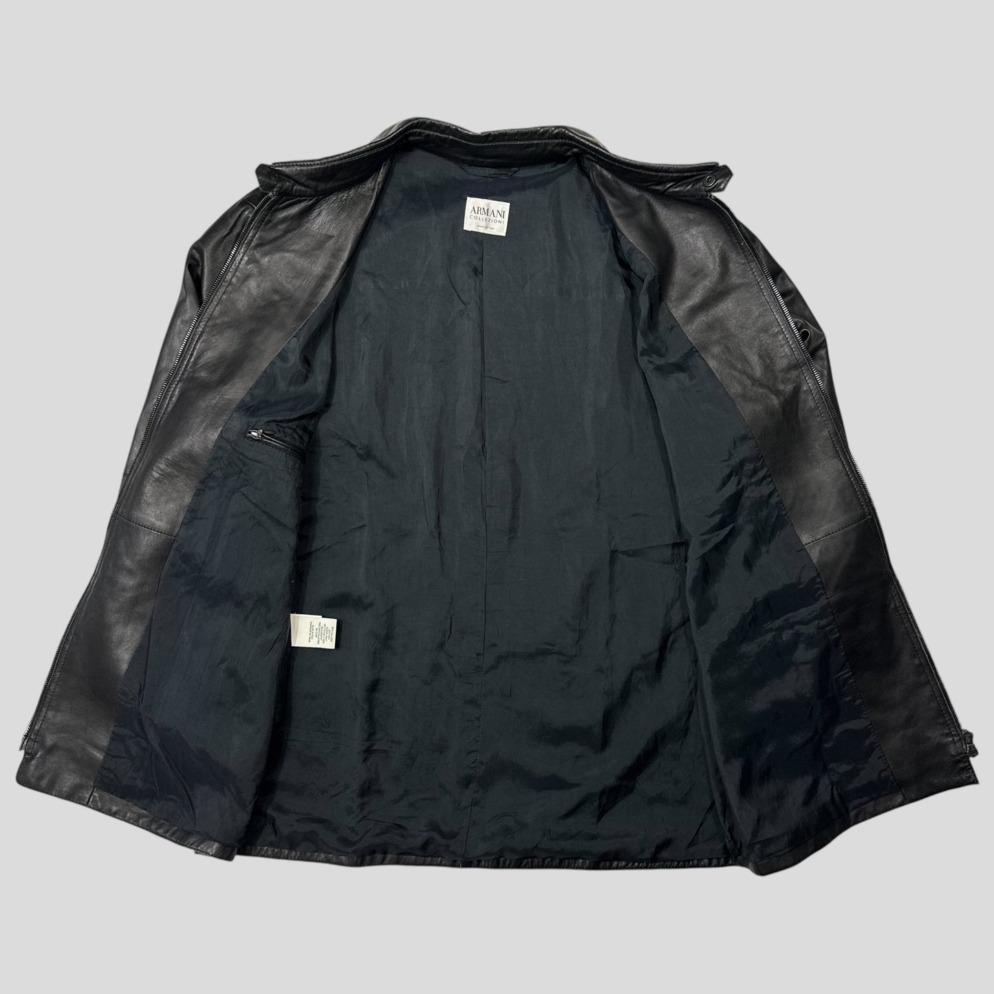 Armani Collezioni 90’s Nappa Leather Lined Chore Jacket - M/L | Default Title, Black