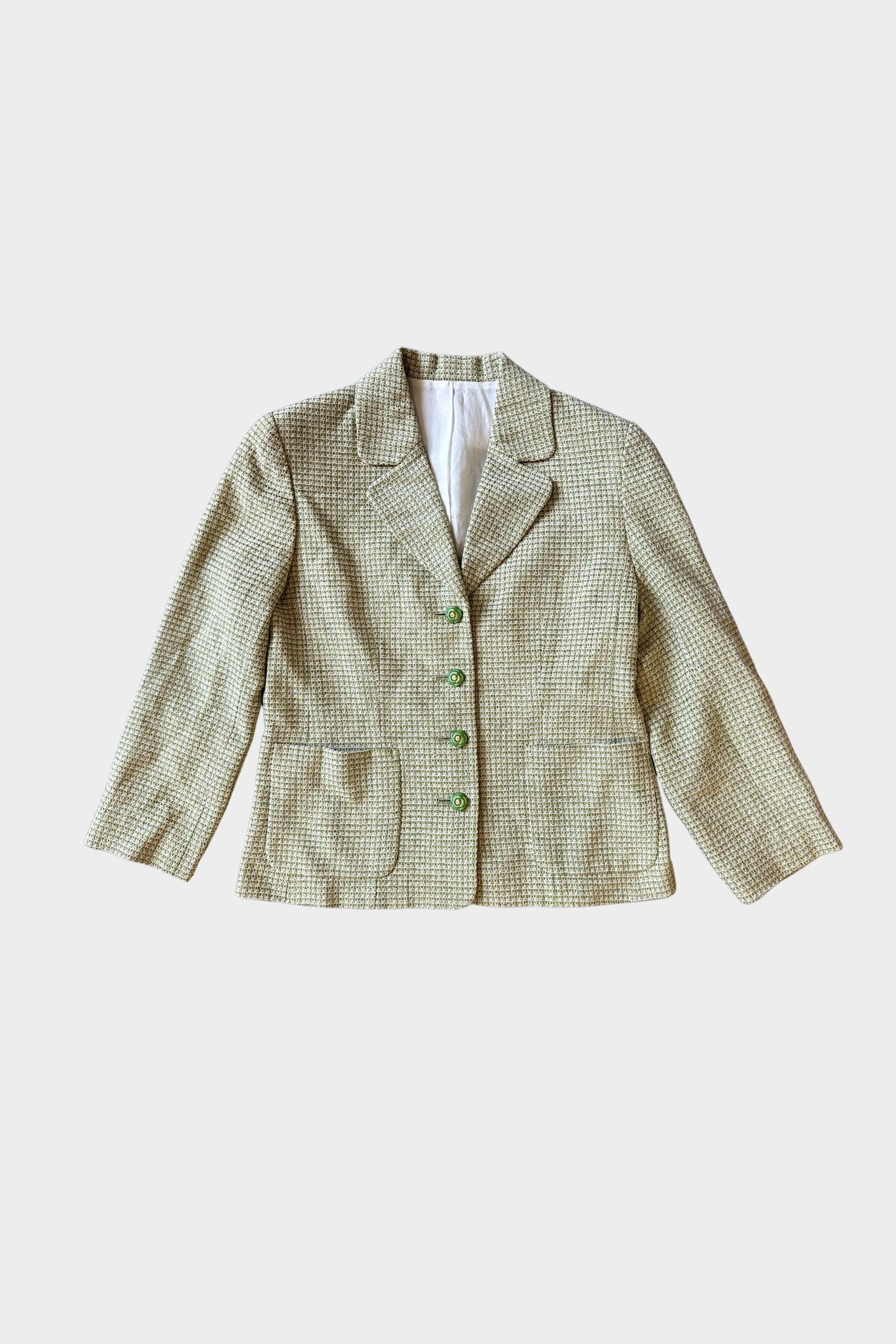 Vintage Curated Herringbone Green Skirt Suit