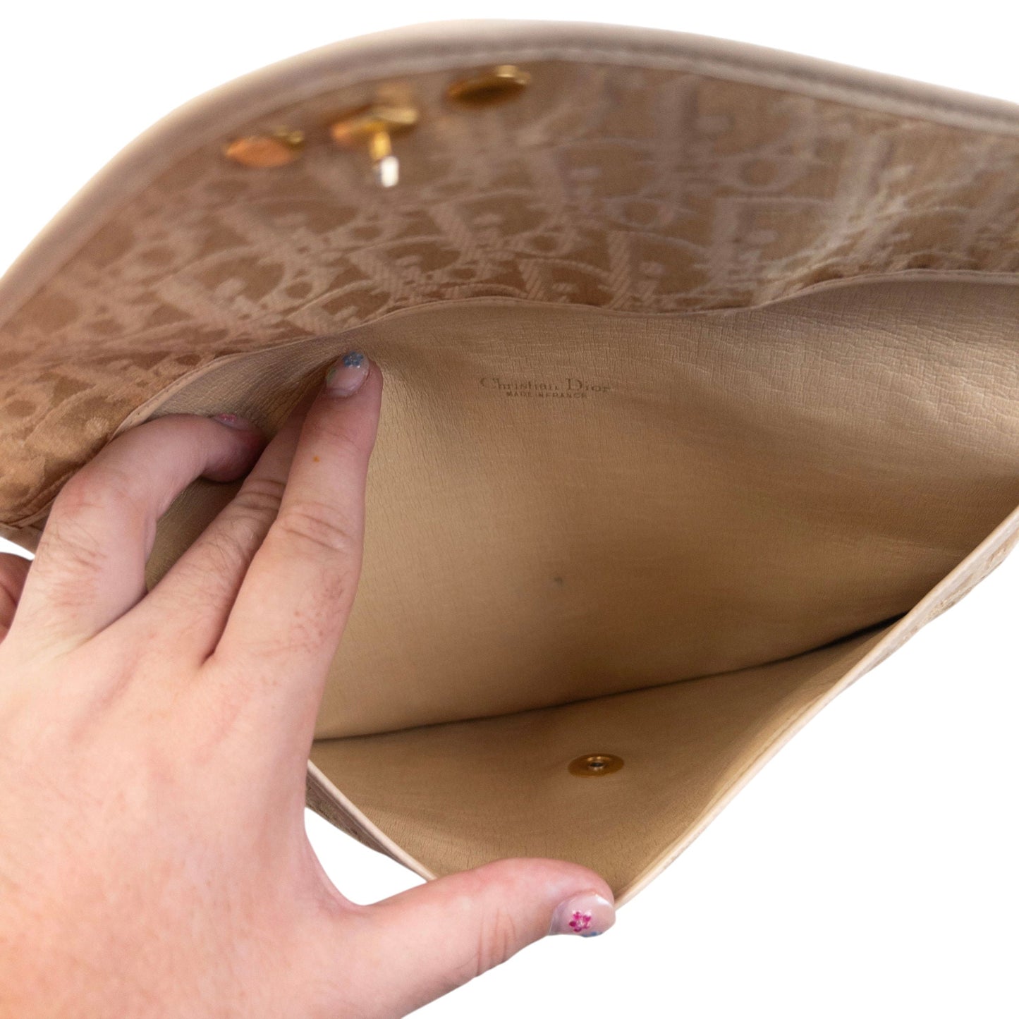 Vintage 90s Dior Monogram Clutch Bag | O/S, Beige