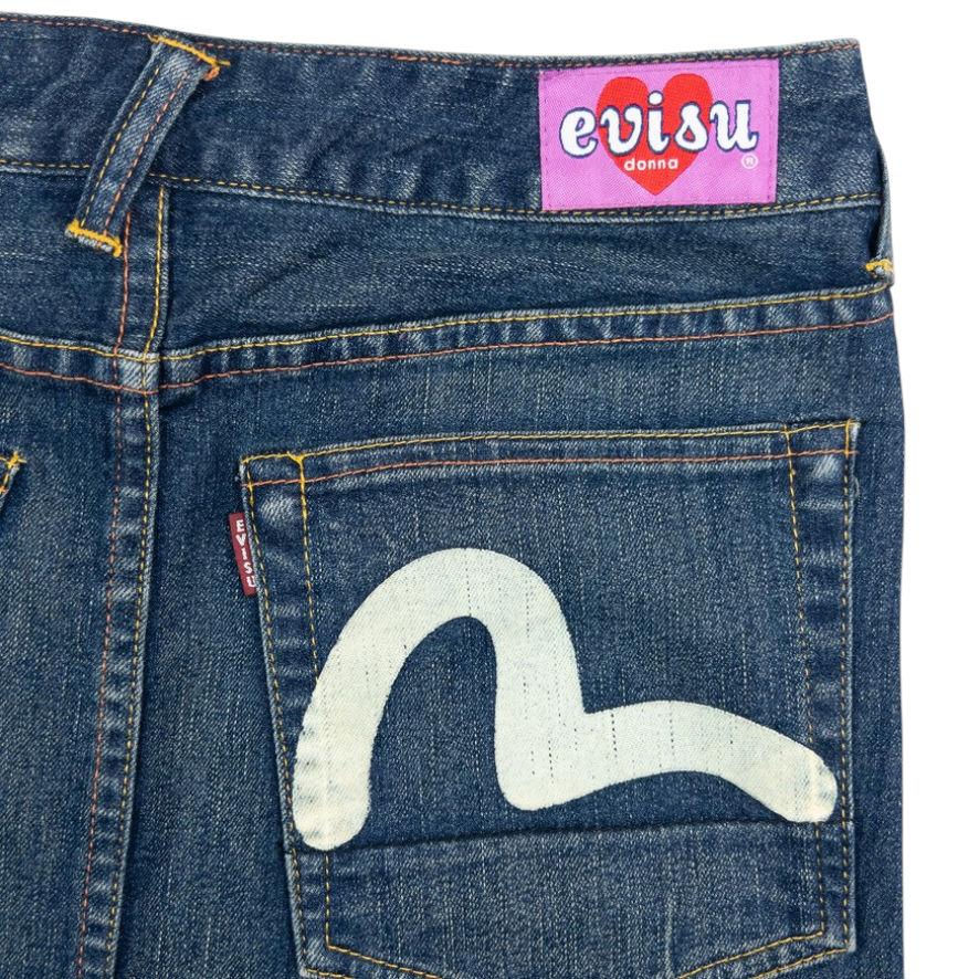 Vintage Evisu Donna Double Gull Japanese Denim Skirt Womens Size W30