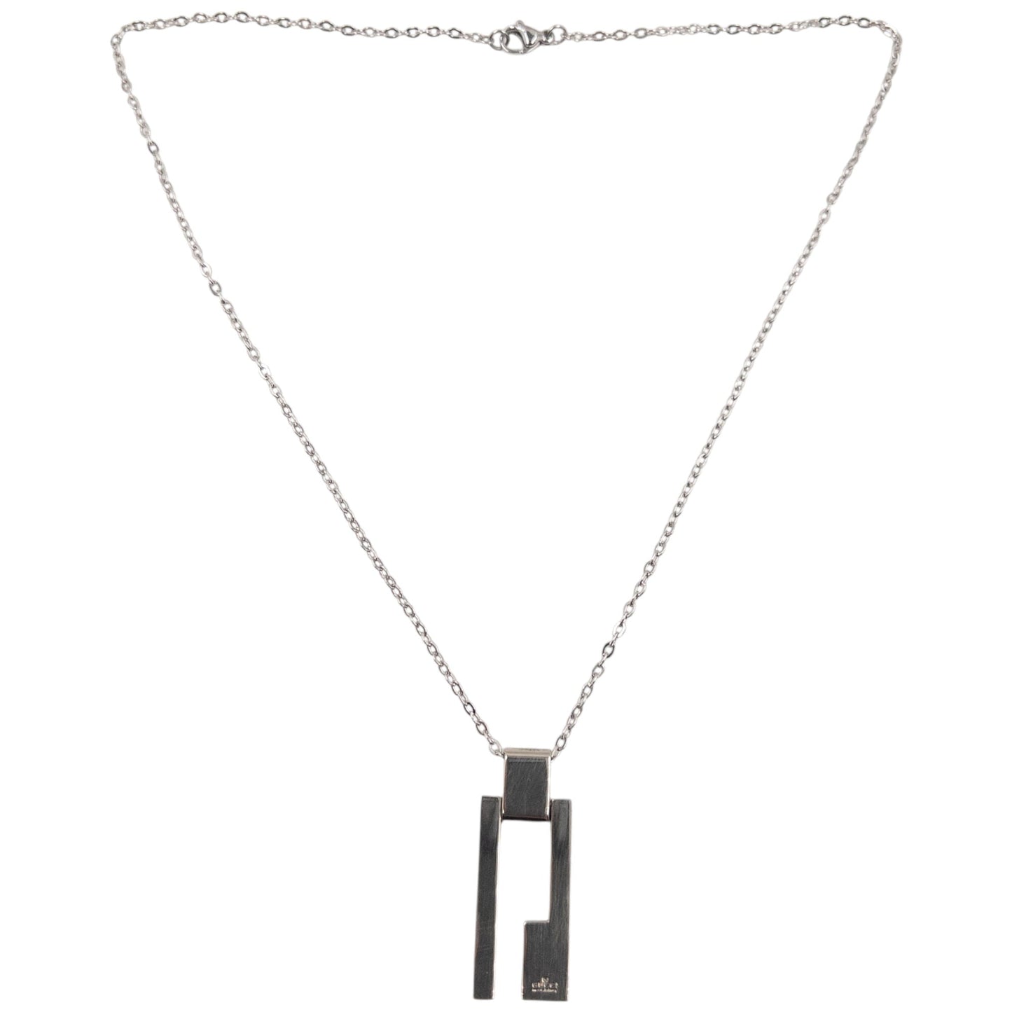 Vintage 2000s Gucci Silver G Plate Necklace | O/S, Grey