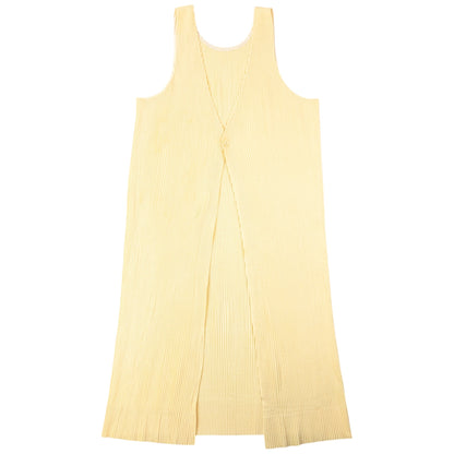Vintage 90s Issey Miyake Pleated Longline Vest Dress Womens Size M | Medium, Yellow