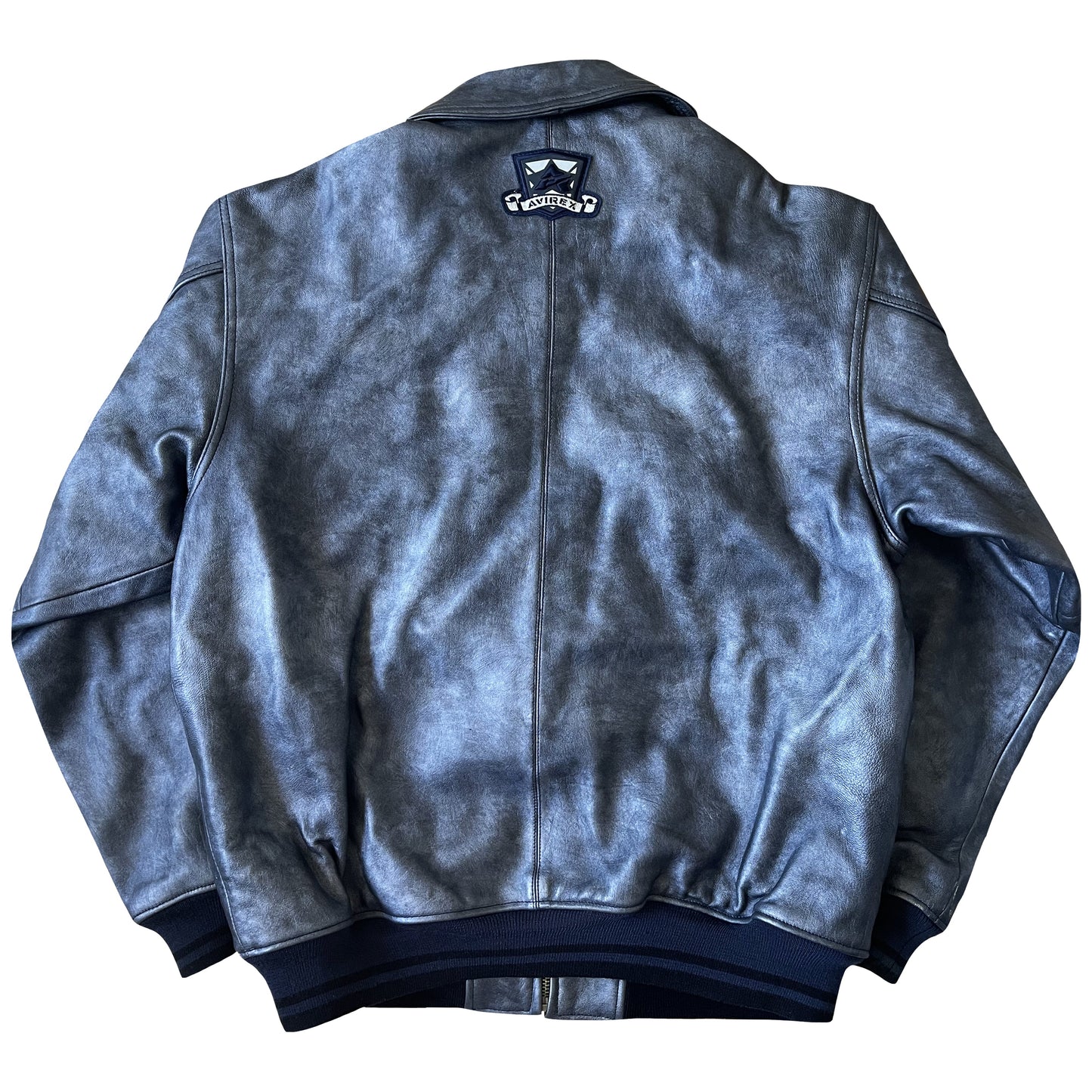 Avirex Spell Out Leather Varsity Jacket - L