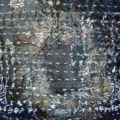 Boro Patchwork Sashiko Distressed Denim Trucker Jacket - M