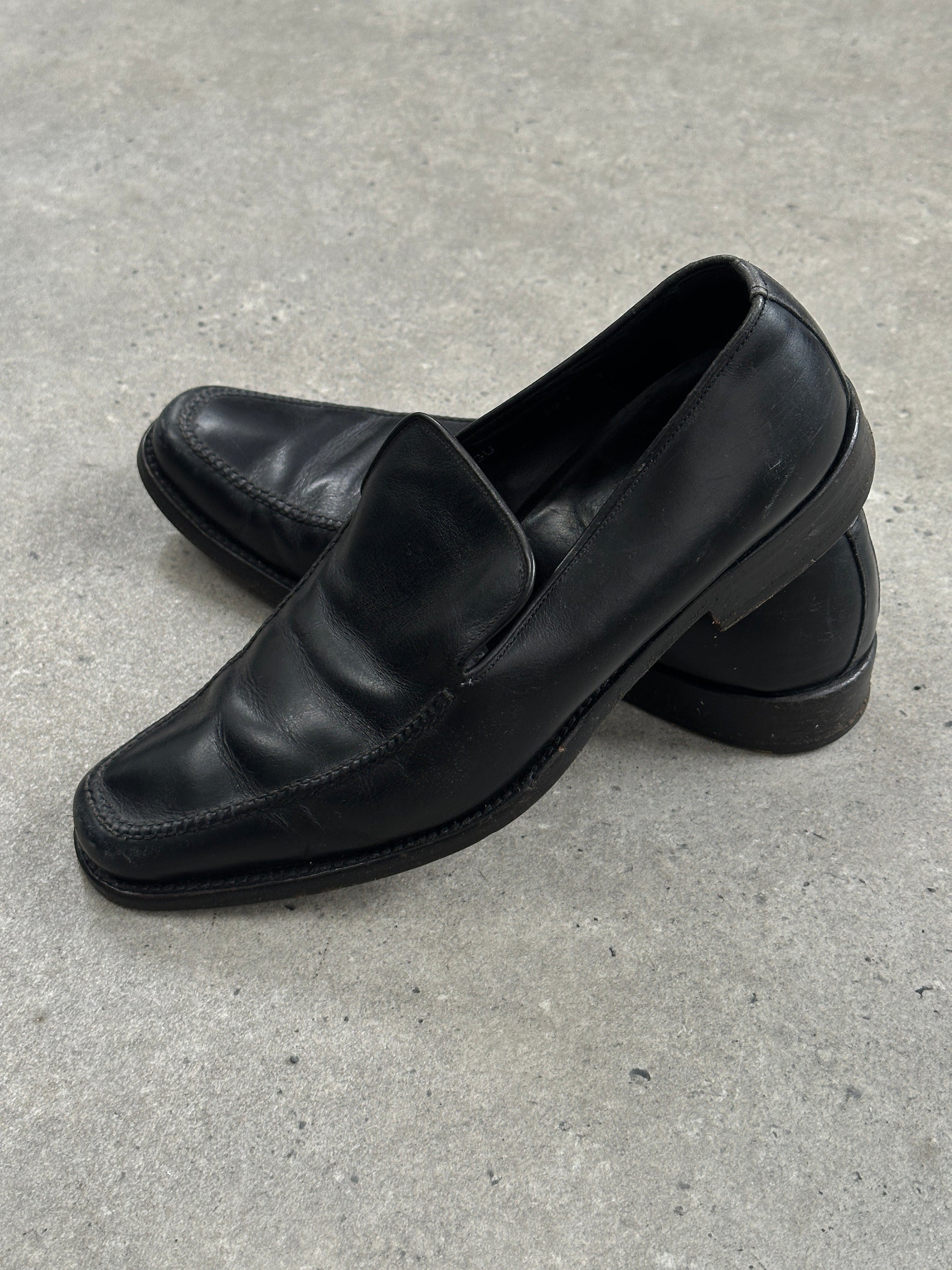 Giorgio Armani 1990s Leather Apron Toe Loafers - UK 7