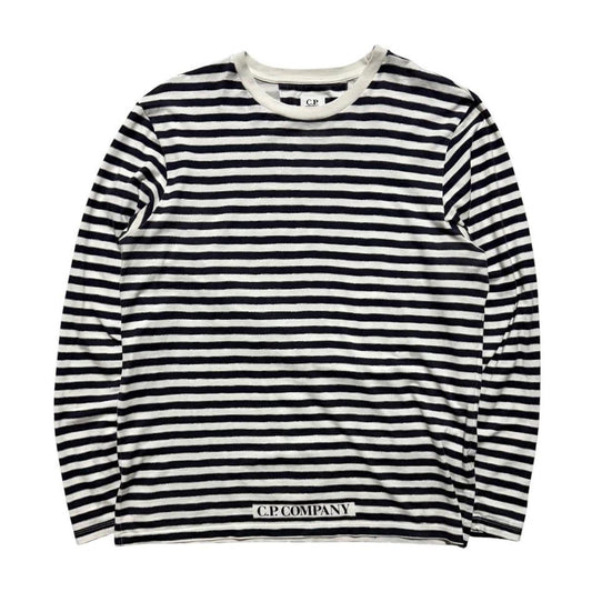CP Company Striped Long Sleeve | Medium, Navy and White