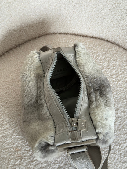 Vintage 2005/2006 Chanel Sport Lapin Fur Mini Duffle Shoulder Bag | O/S, Grey