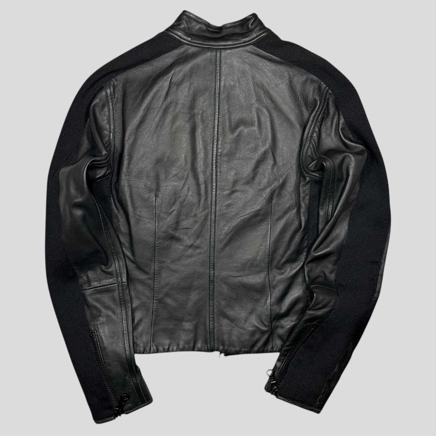 Emporio Armani 2006 Leather Panelled Biker Moto Jacket - IT46 (S)