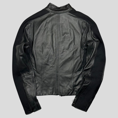 Emporio Armani 2006 Leather Panelled Biker Moto Jacket - IT46 (S) | Small, Black