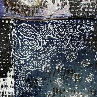 Boro Patchwork Sashiko Distressed Denim Trucker Jacket - M