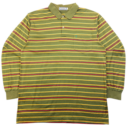 Vintage 80s YSL Yves Saint Laurent Striped Long Sleeve Polo Shirt Size M | Medium, Red