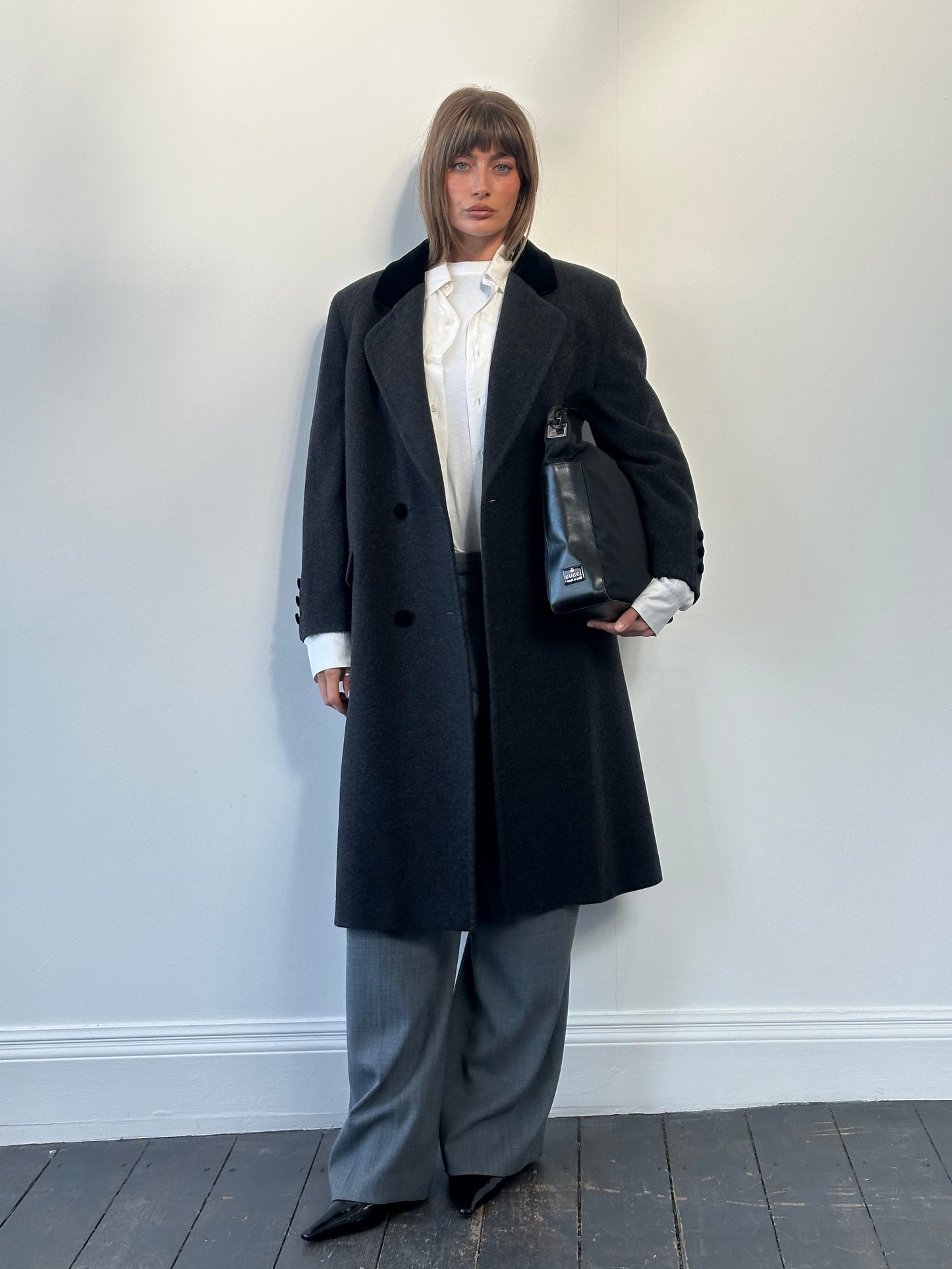 St Michael 1990s Wool Double Breasted Coat - L