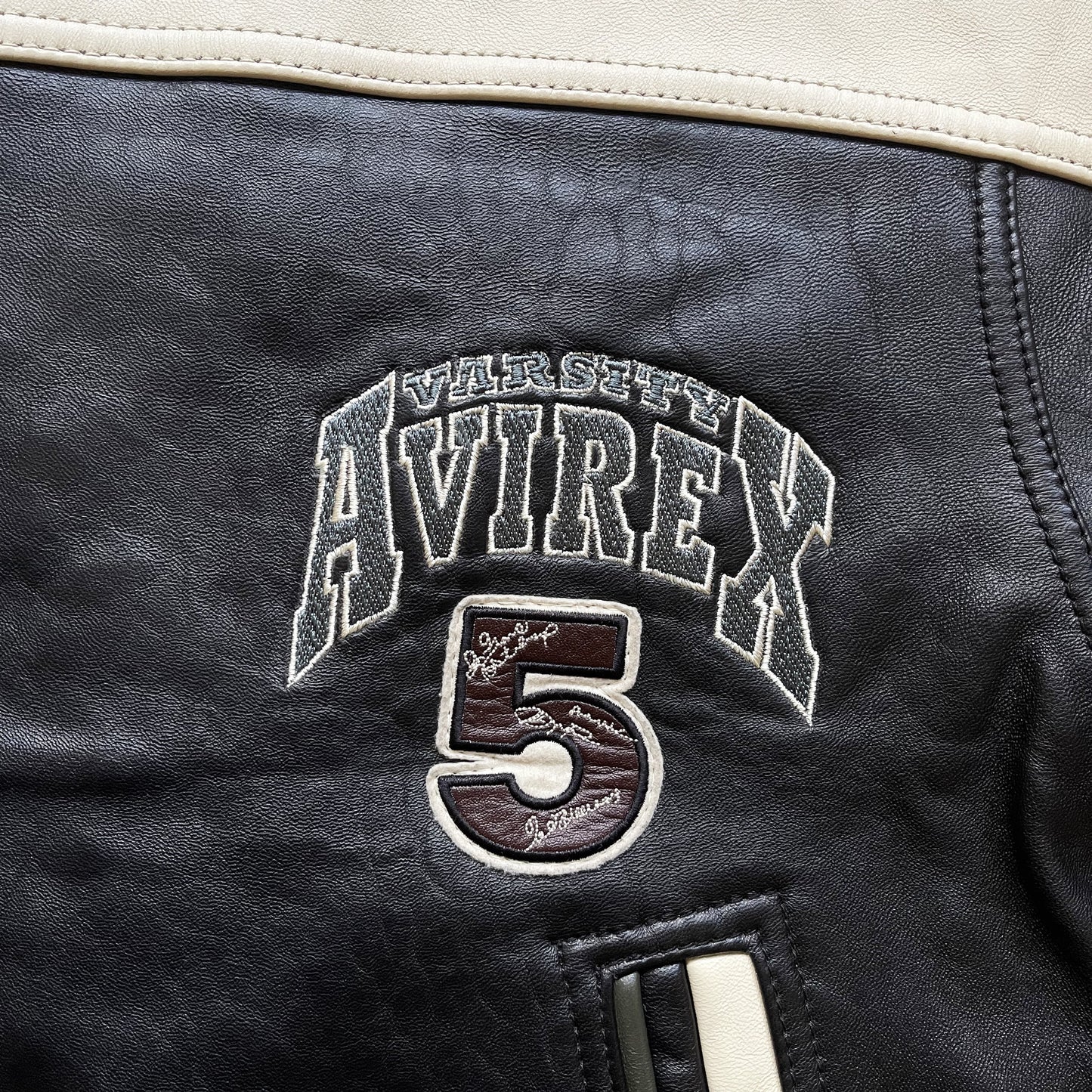 Avirex 'North West Wild Bears' Leather Varsity Jacket - XL