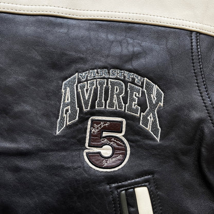 Avirex 'North West Wild Bears' Leather Varsity Jacket - XL