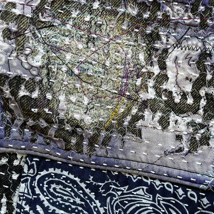 Boro Patchwork Sashiko Distressed Denim Trucker Jacket - M