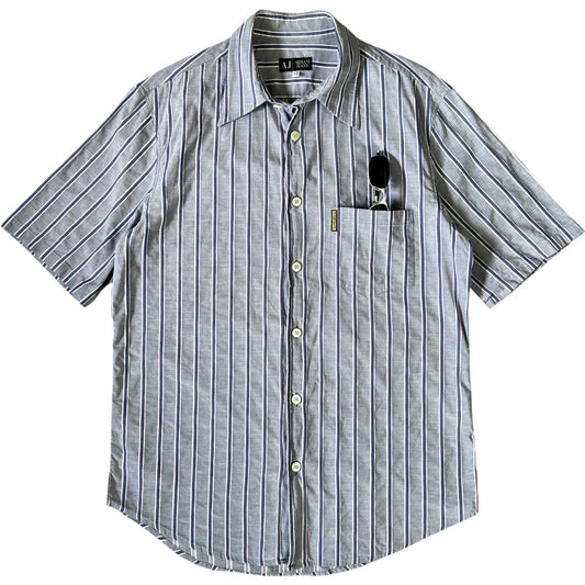 Armani Jeans 00’s Hemp Short Sleeve Shirt M | Medium, Blue