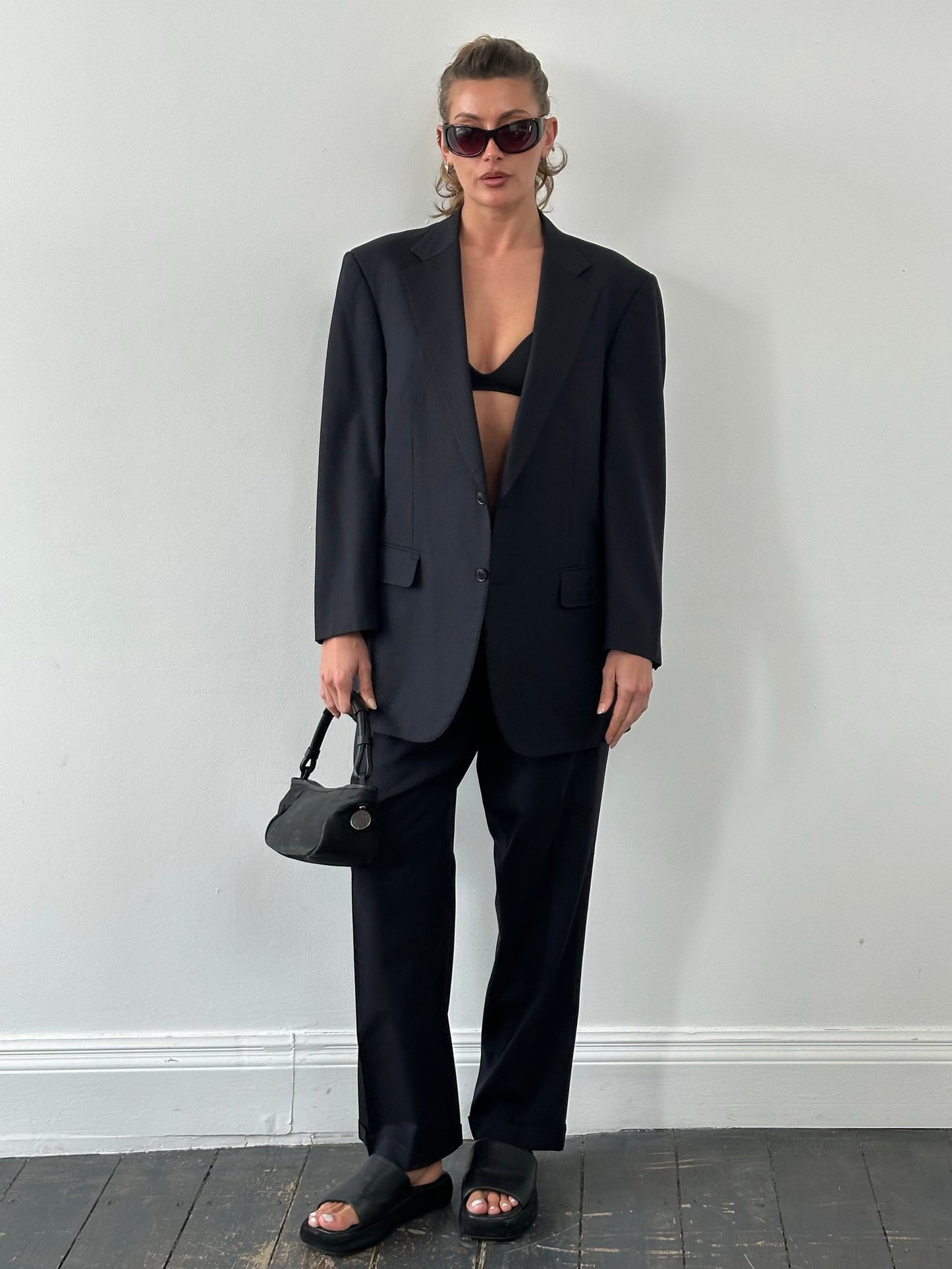 Burberry 2000s Wool Stripe Single Breasted Suit - 44R/W32