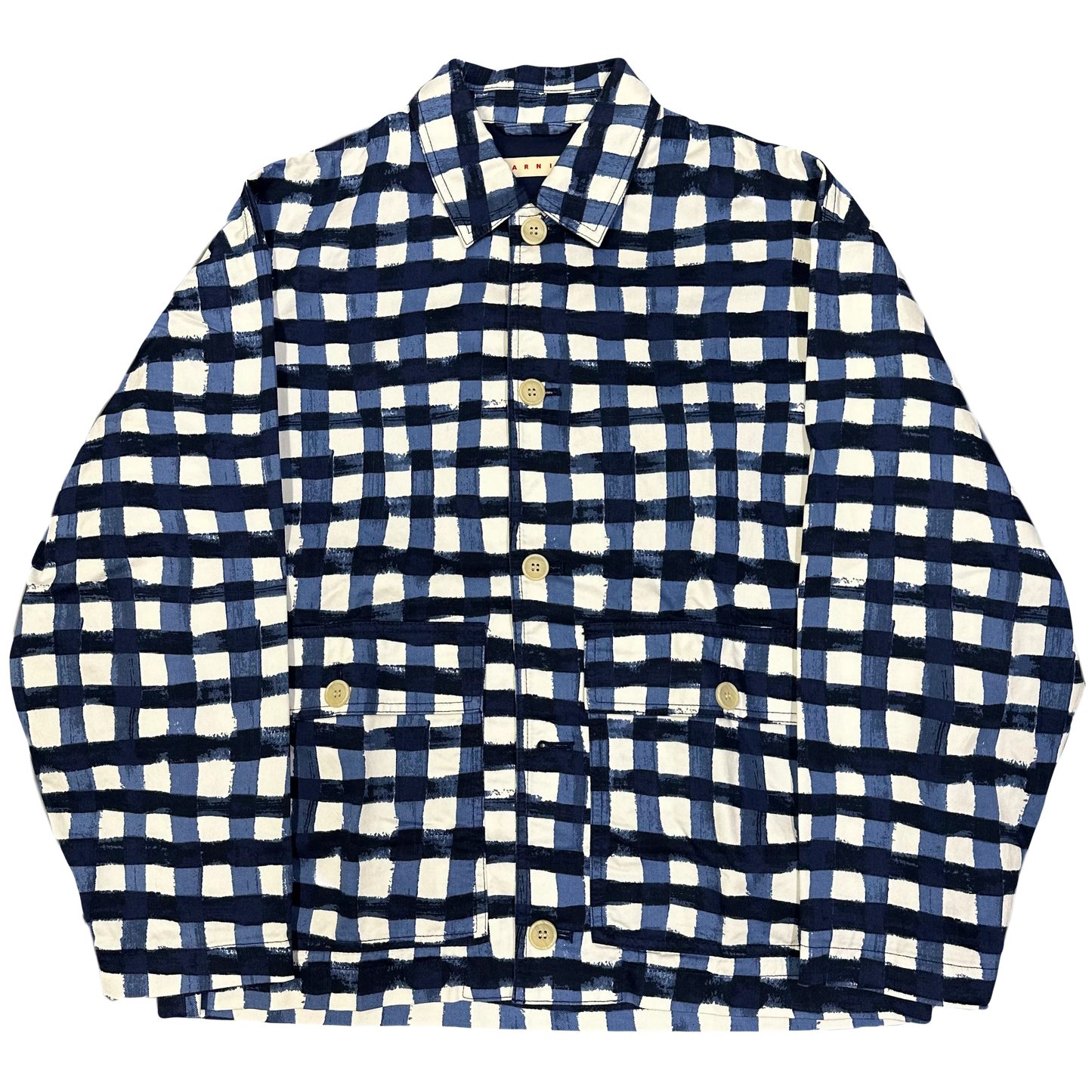 Uniqlo X Marni Collared Check Jacket In Blue & White ( XL )