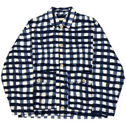 Uniqlo X Marni Collared Check Jacket In Blue & White ( XL )