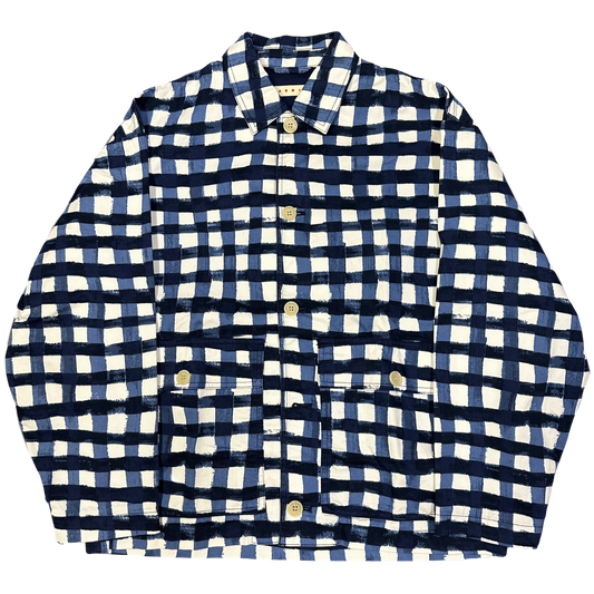 Uniqlo X Marni Collared Check Jacket In Blue & White ( XL )
