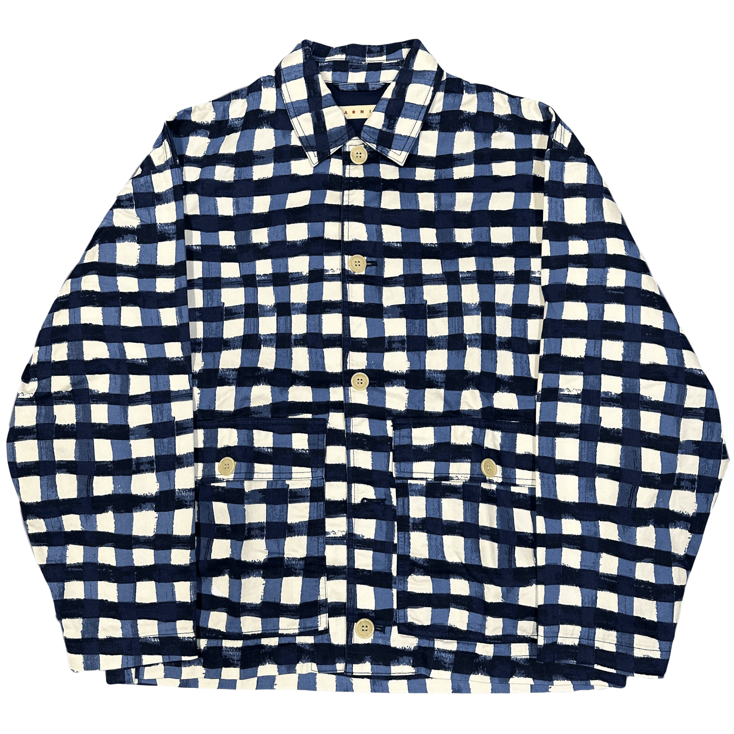 Uniqlo X Marni Collared Check Jacket In Blue & White ( L )