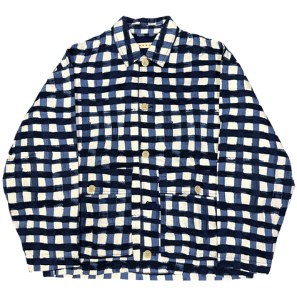 Uniqlo X Marni Collared Check Jacket In Blue & White ( L )