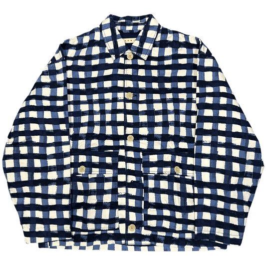 Uniqlo X Marni Collared Check Jacket In Blue & White ( L ) - Known Source